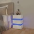 Mesita de noche LED madera ingeniería blanco brillo 45x35x67