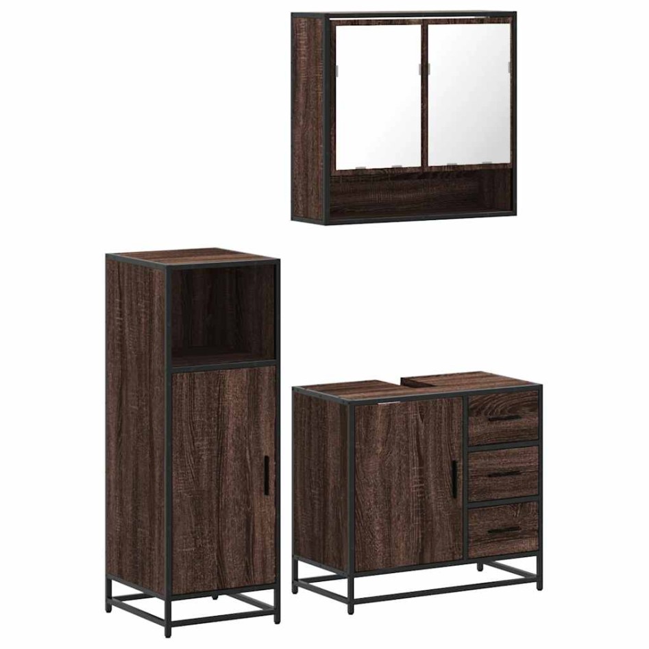 Set de muebles baño 3 pzas madera contrachapada roble