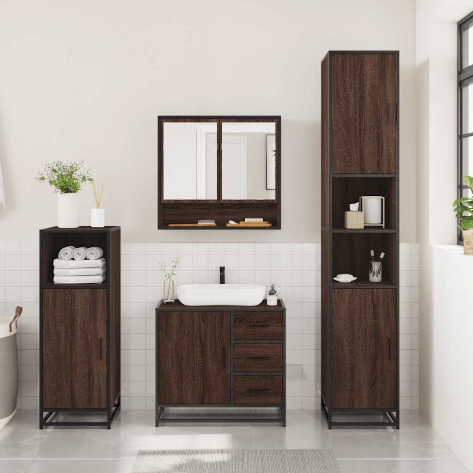 Set de muebles baño 3 pzas madera contrachapada roble