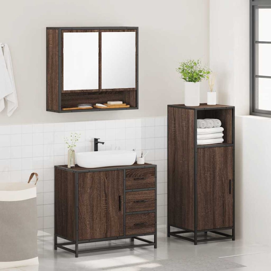 Set de muebles baño 3 pzas madera contrachapada roble