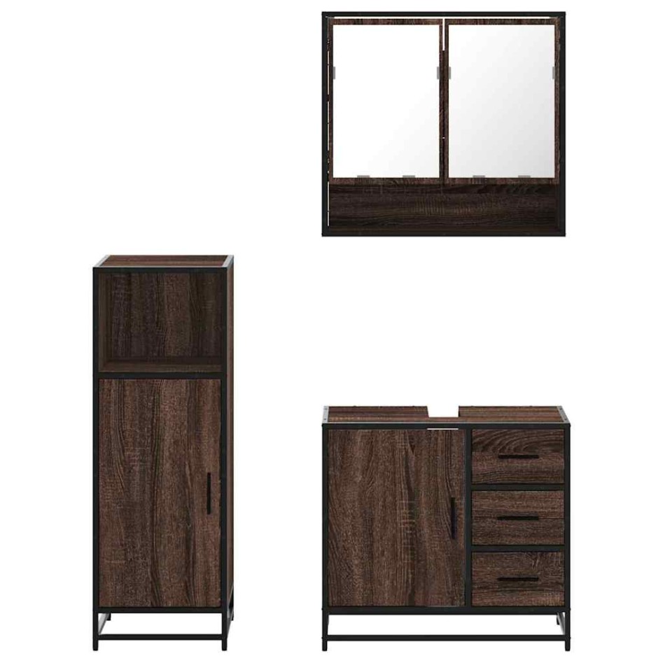 Set de muebles baño 3 pzas madera contrachapada roble