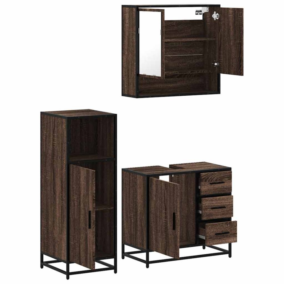 Set de muebles baño 3 pzas madera contrachapada roble