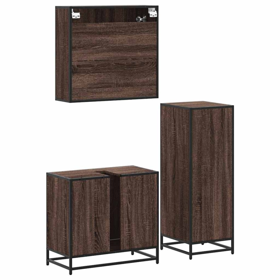 Set de muebles baño 3 pzas madera contrachapada roble