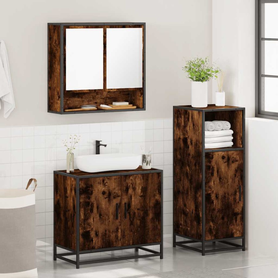 Set de muebles baño 3 pzas madera contrachapada roble