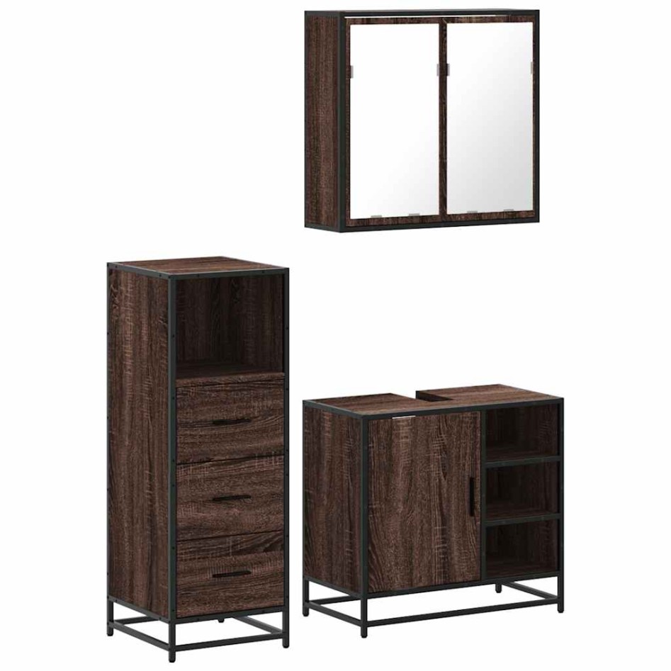 Set de muebles baño 3 pzas madera contrachapada roble