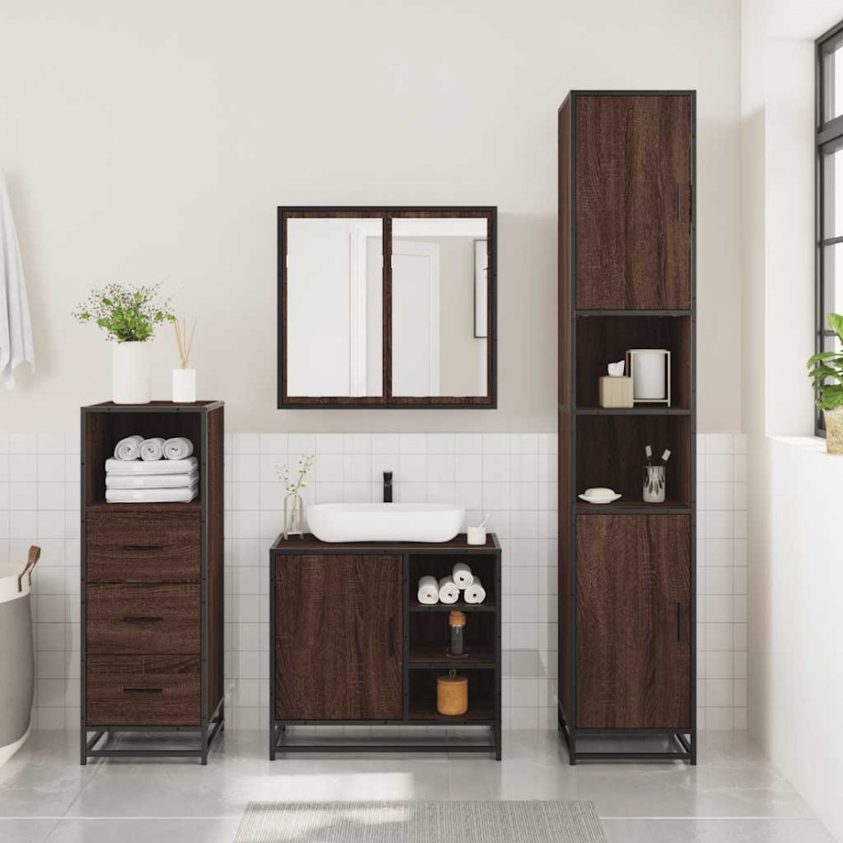 Set de muebles baño 3 pzas madera contrachapada roble