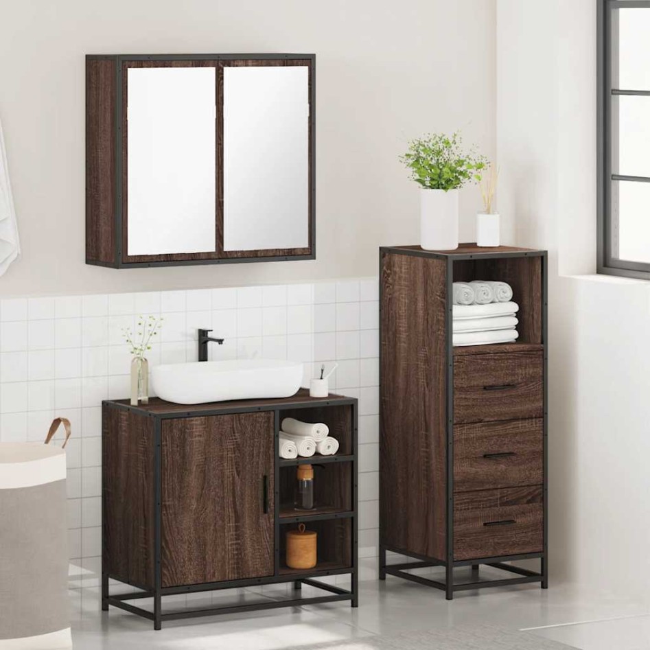 Set de muebles baño 3 pzas madera contrachapada roble