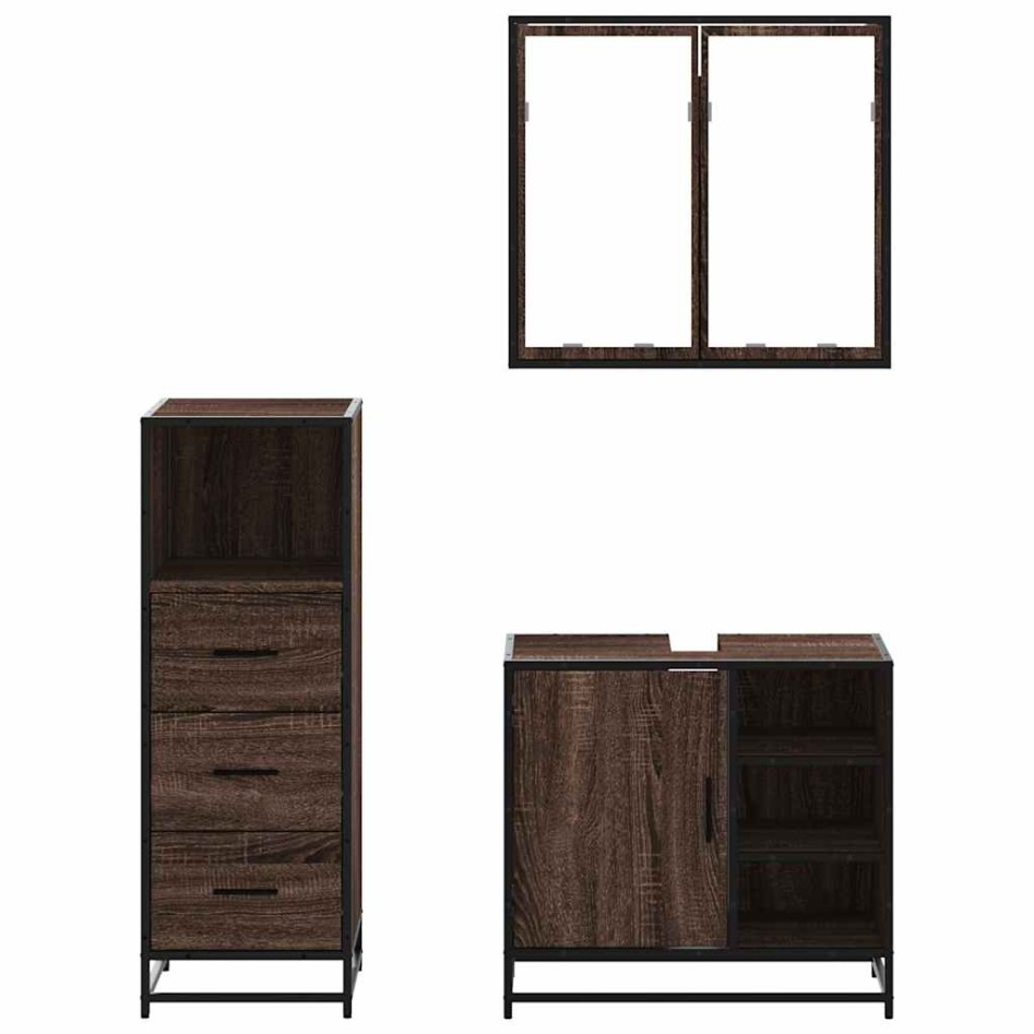 Set de muebles baño 3 pzas madera contrachapada roble