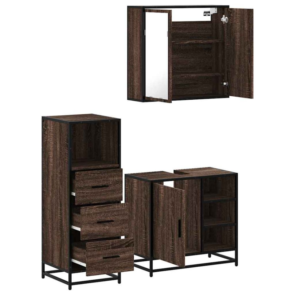 Set de muebles baño 3 pzas madera contrachapada roble