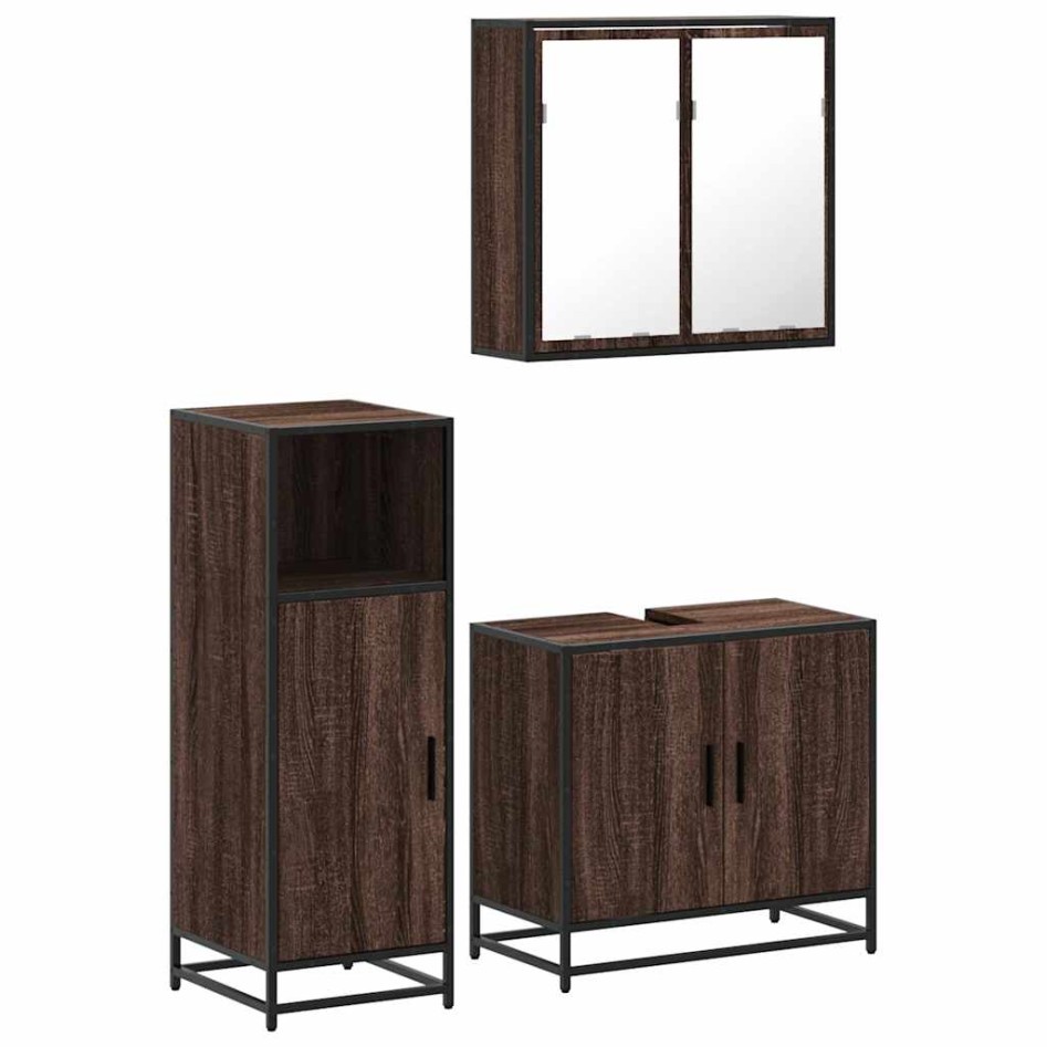 Set de muebles baño 3 pzas madera contrachapada roble