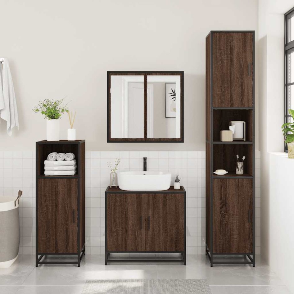 Set de muebles baño 3 pzas madera contrachapada roble