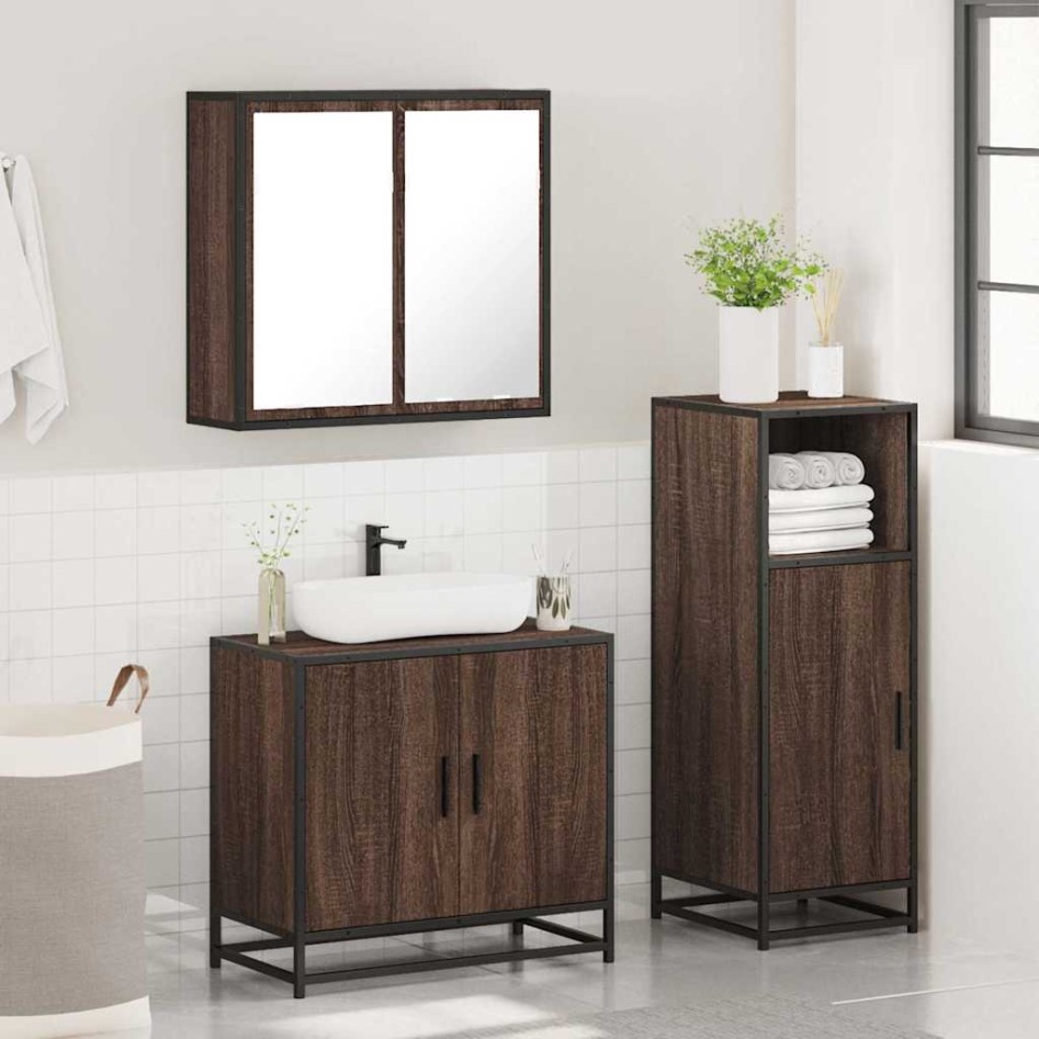 Set de muebles baño 3 pzas madera contrachapada roble