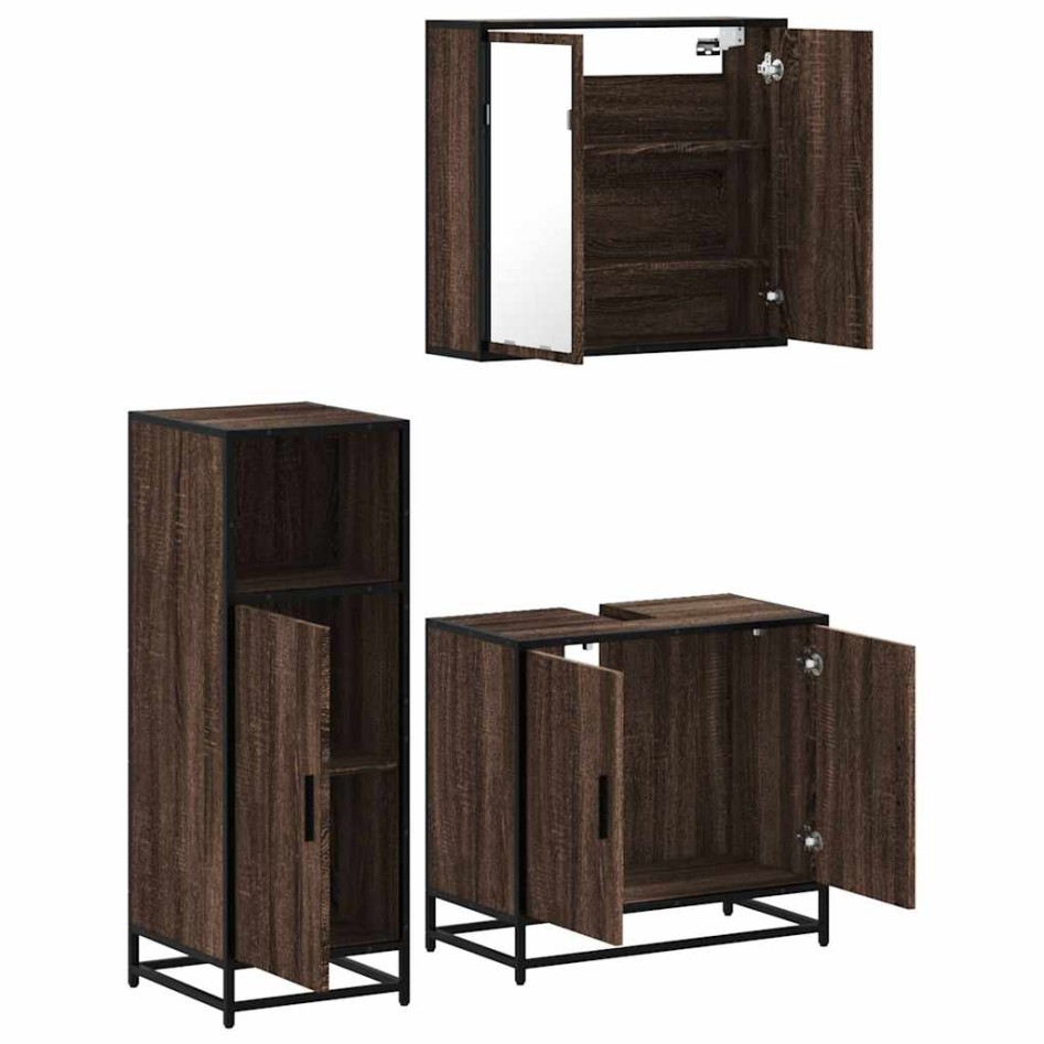 Set de muebles baño 3 pzas madera contrachapada roble