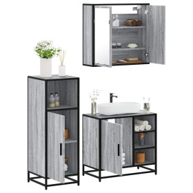 Set de muebles de baño 3 pzas madera contrachapada gris