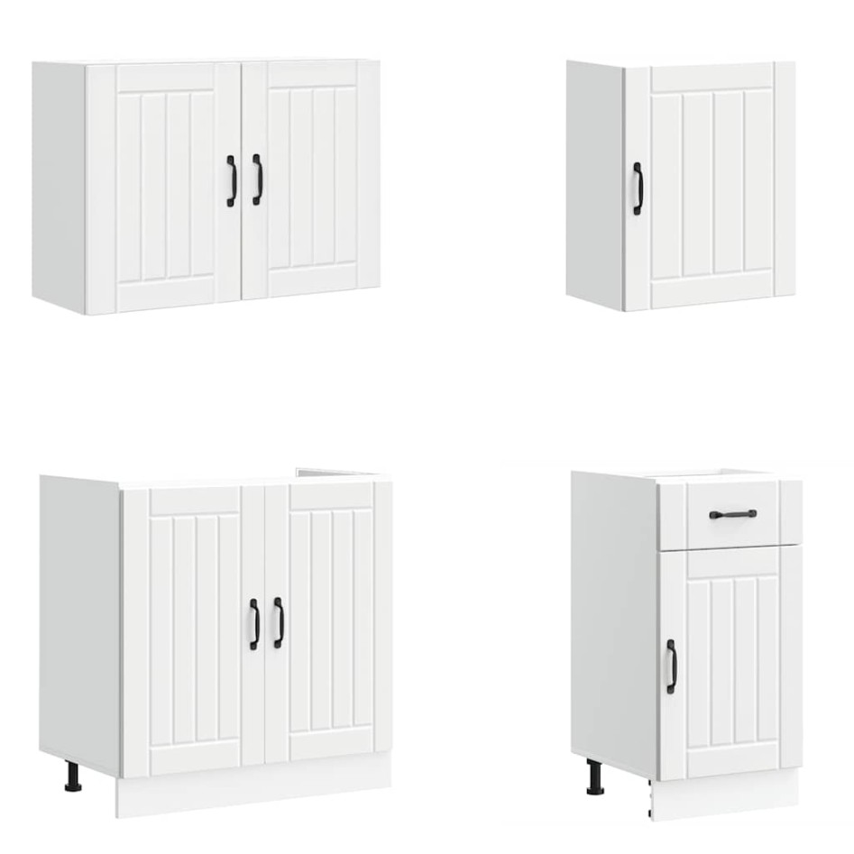 Mueble de cocina Kalmar blanco 7 piezas madera