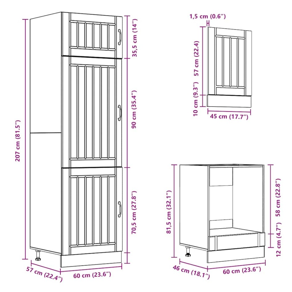 Mueble de cocina Kalmar blanco 7 piezas madera