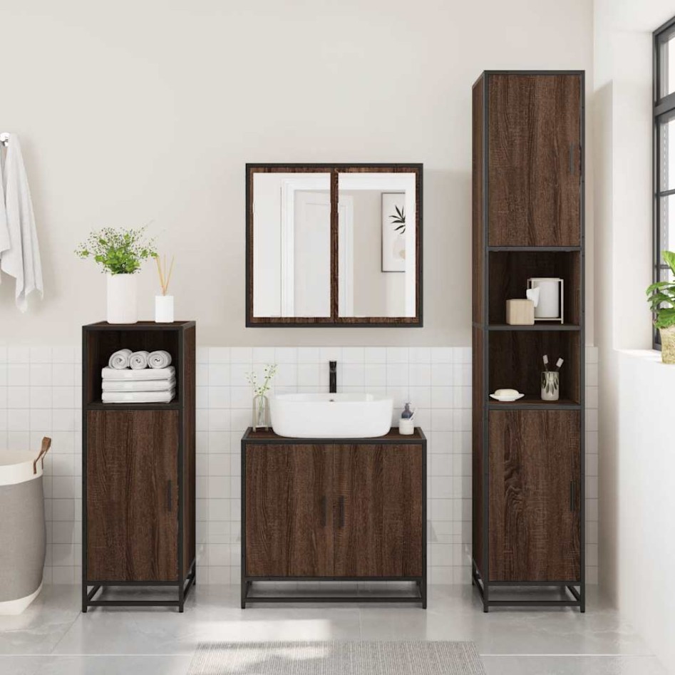 Set de muebles baño 3 pzas madera contrachapada roble