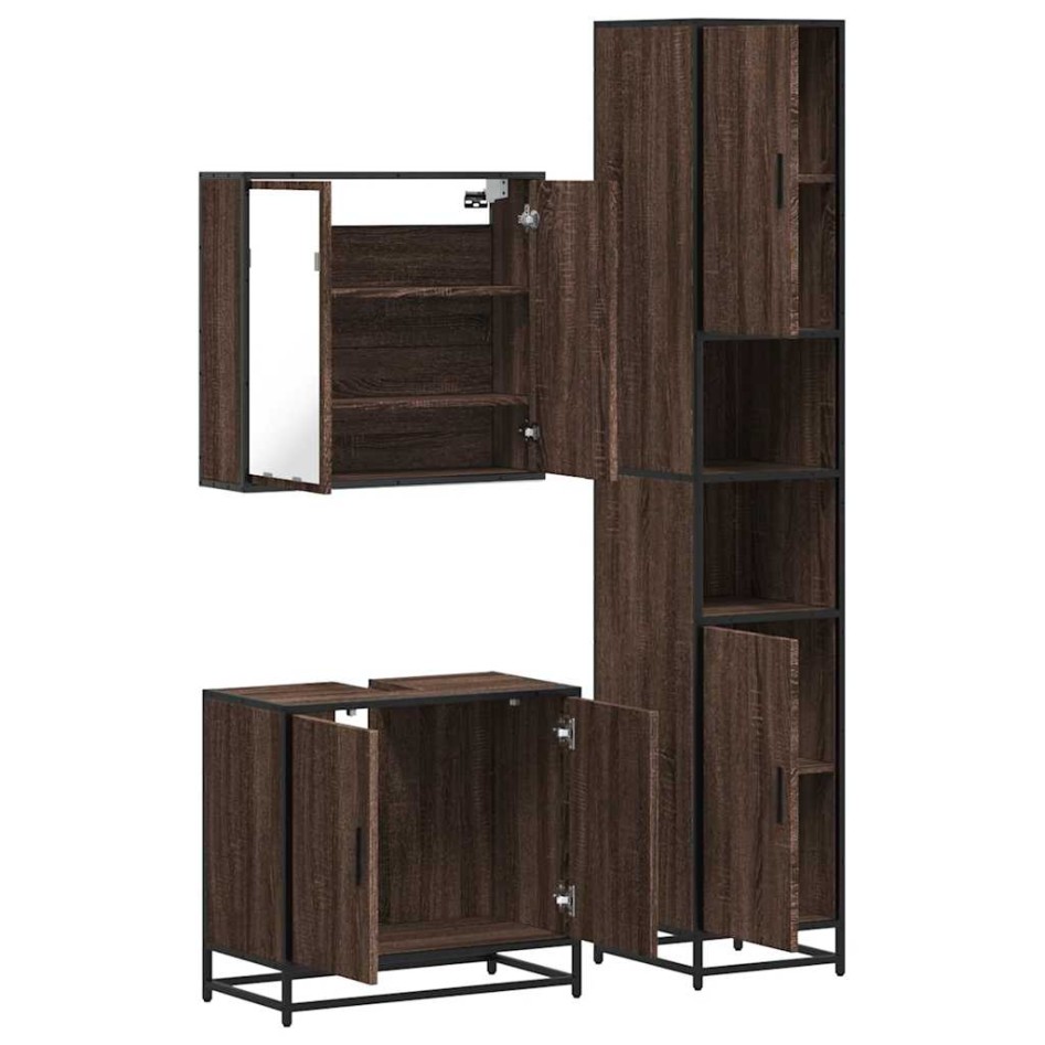 Set de muebles baño 3 pzas madera contrachapada roble