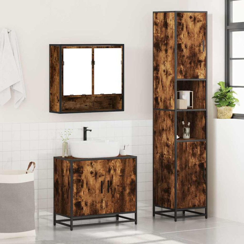 Set de muebles baño 3 pzas madera contrachapada roble