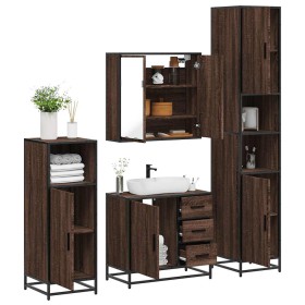 Set de muebles baño 4 pzas madera contrachapada roble