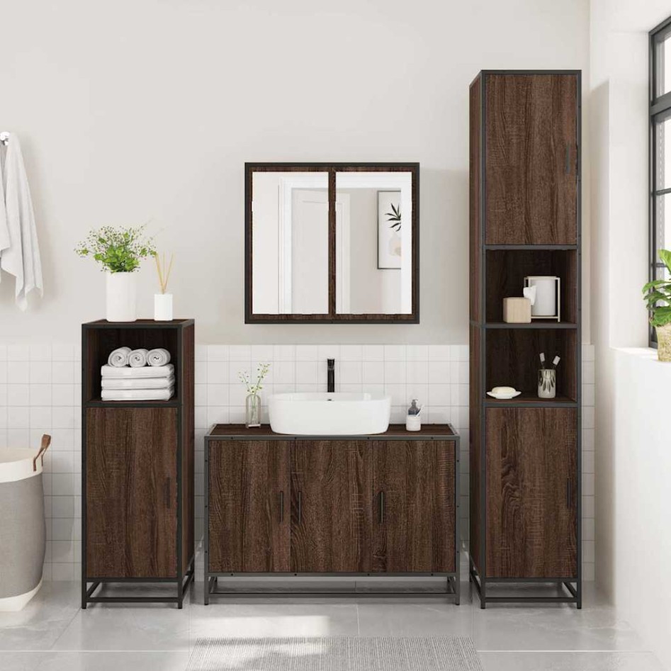 Set de muebles baño 3 pzas madera contrachapada roble