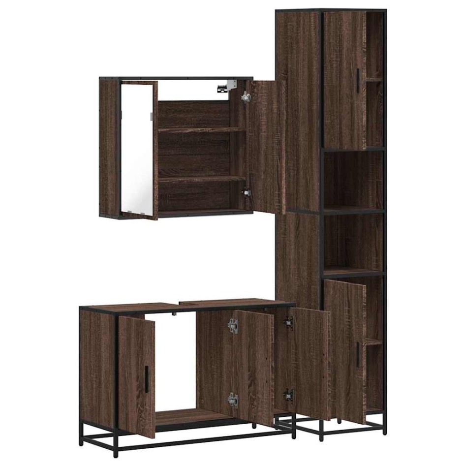 Set de muebles baño 3 pzas madera contrachapada roble