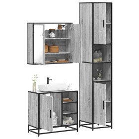 Set de muebles de baño 3 pzas madera contrachapada gris