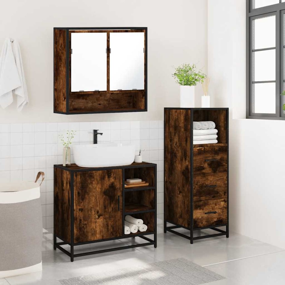 Set de muebles baño 3 pzas madera contrachapada roble