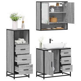 Set de muebles de baño 3 pzas madera contrachapada gris
