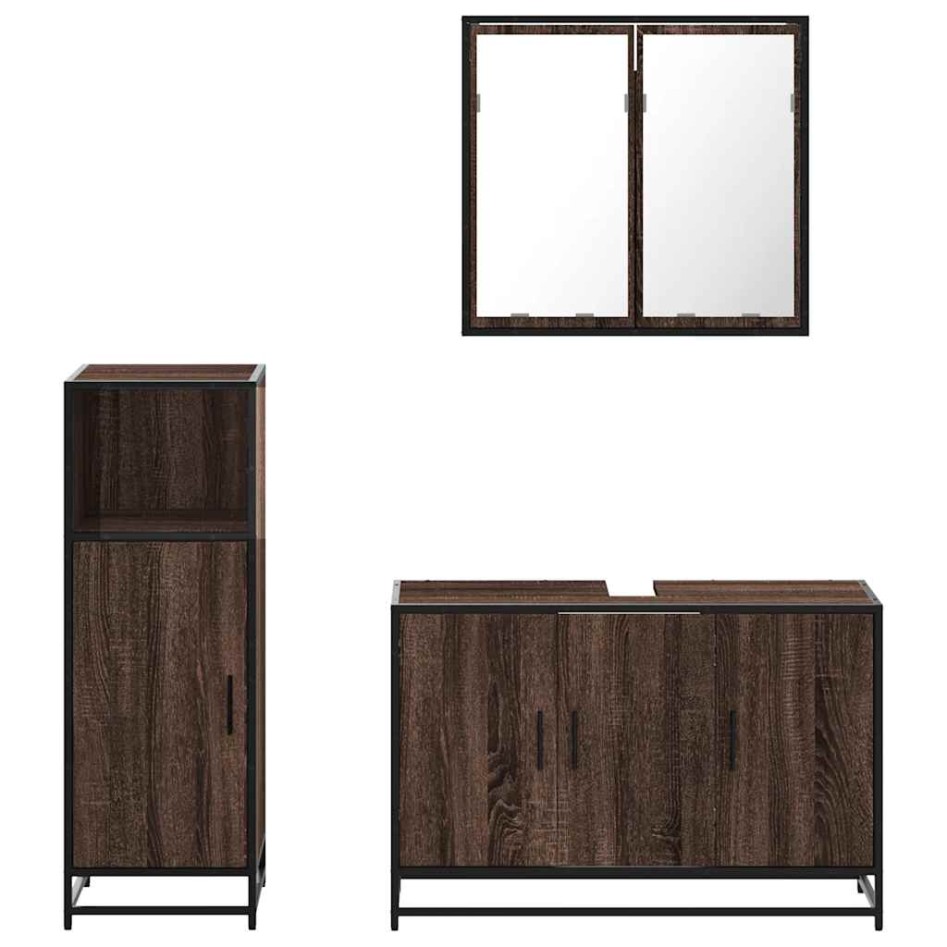 Set de muebles baño 3 pzas madera contrachapada roble