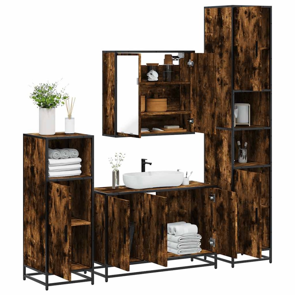 Set de muebles baño 4 pzas madera contrachapada roble