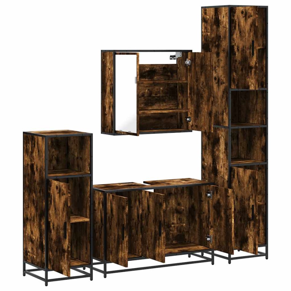 Set de muebles baño 4 pzas madera contrachapada roble