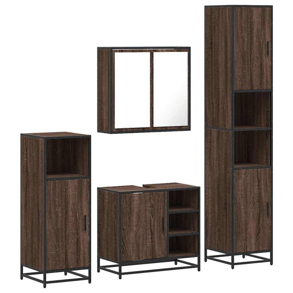 Set de muebles baño 4 pzas madera contrachapada roble