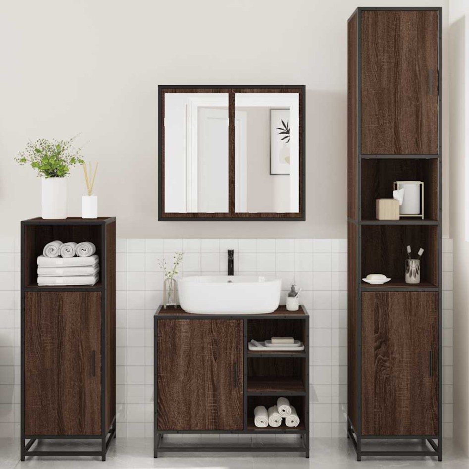 Set de muebles baño 4 pzas madera contrachapada roble