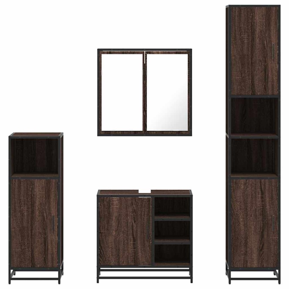 Set de muebles baño 4 pzas madera contrachapada roble