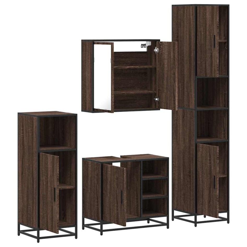 Set de muebles baño 4 pzas madera contrachapada roble