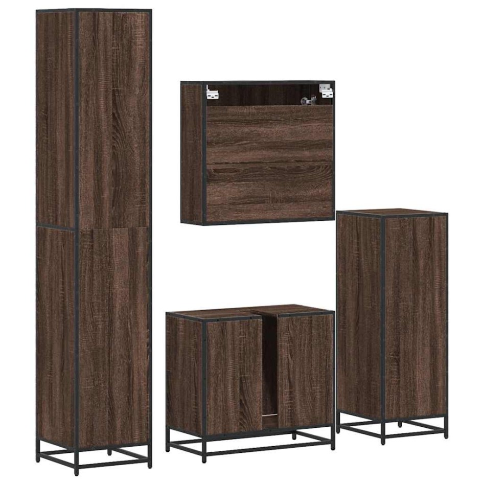 Set de muebles baño 4 pzas madera contrachapada roble