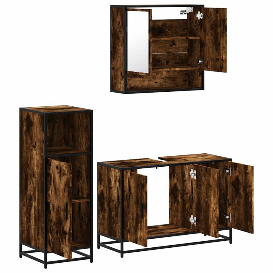 Set de muebles baño 3 pzas madera contrachapada roble