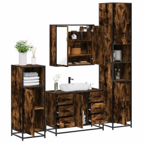Set de muebles baño 4 pzas madera contrachapada roble