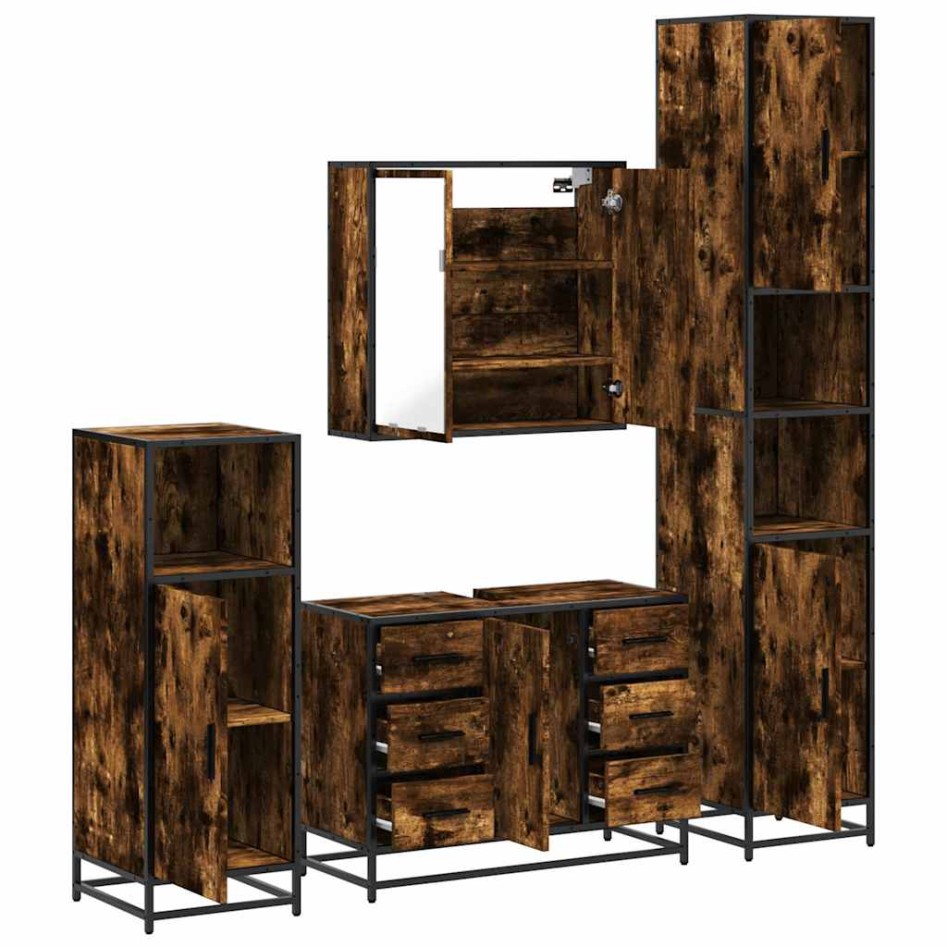 Set de muebles baño 4 pzas madera contrachapada roble