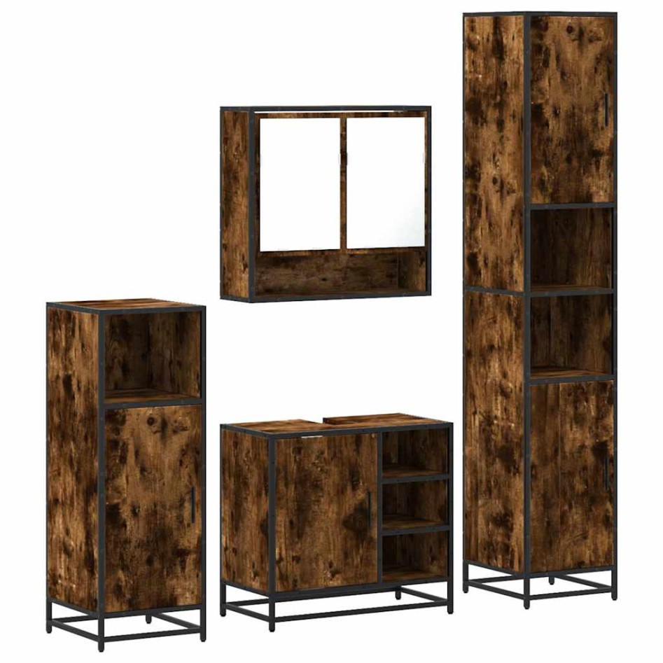 Set de muebles baño 4 pzas madera contrachapada roble