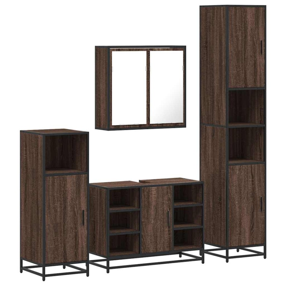 Set de muebles baño 4 pzas madera contrachapada roble