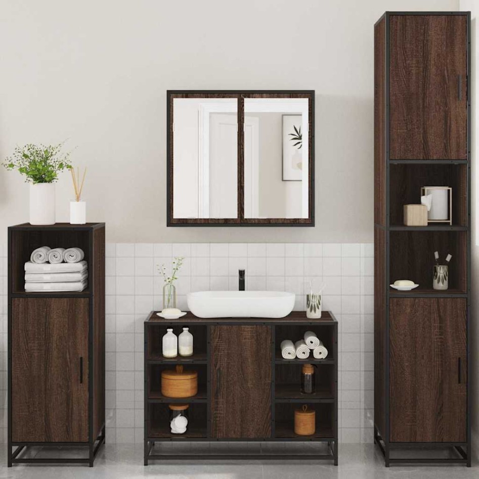 Set de muebles baño 4 pzas madera contrachapada roble