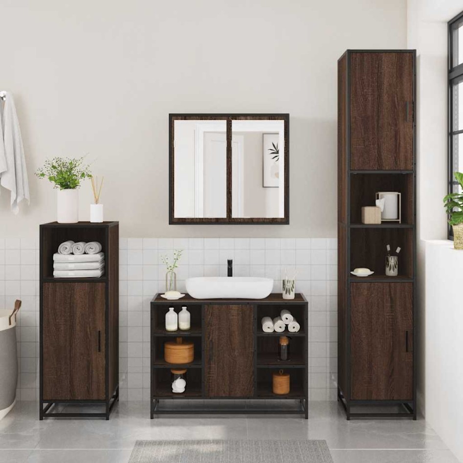 Set de muebles baño 4 pzas madera contrachapada roble