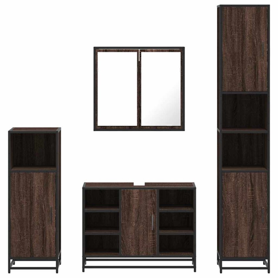 Set de muebles baño 4 pzas madera contrachapada roble