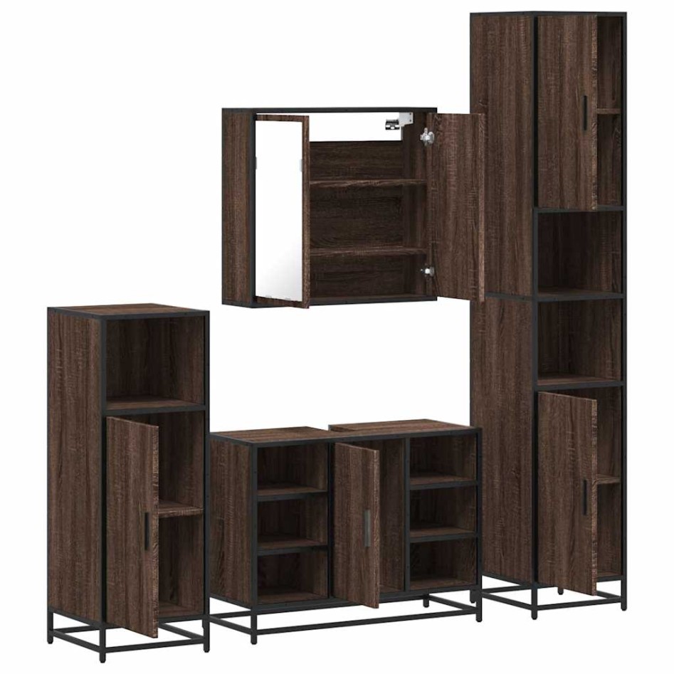 Set de muebles baño 4 pzas madera contrachapada roble