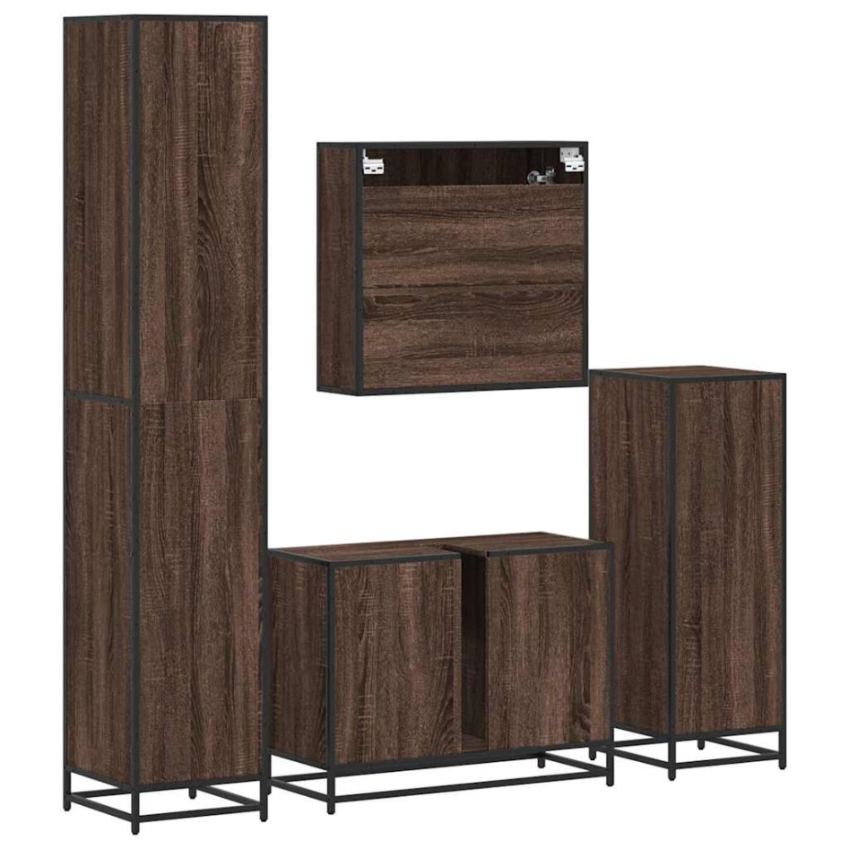 Set de muebles baño 4 pzas madera contrachapada roble