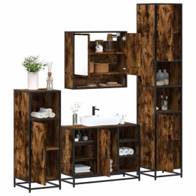 Set de muebles baño 4 pzas madera contrachapada roble