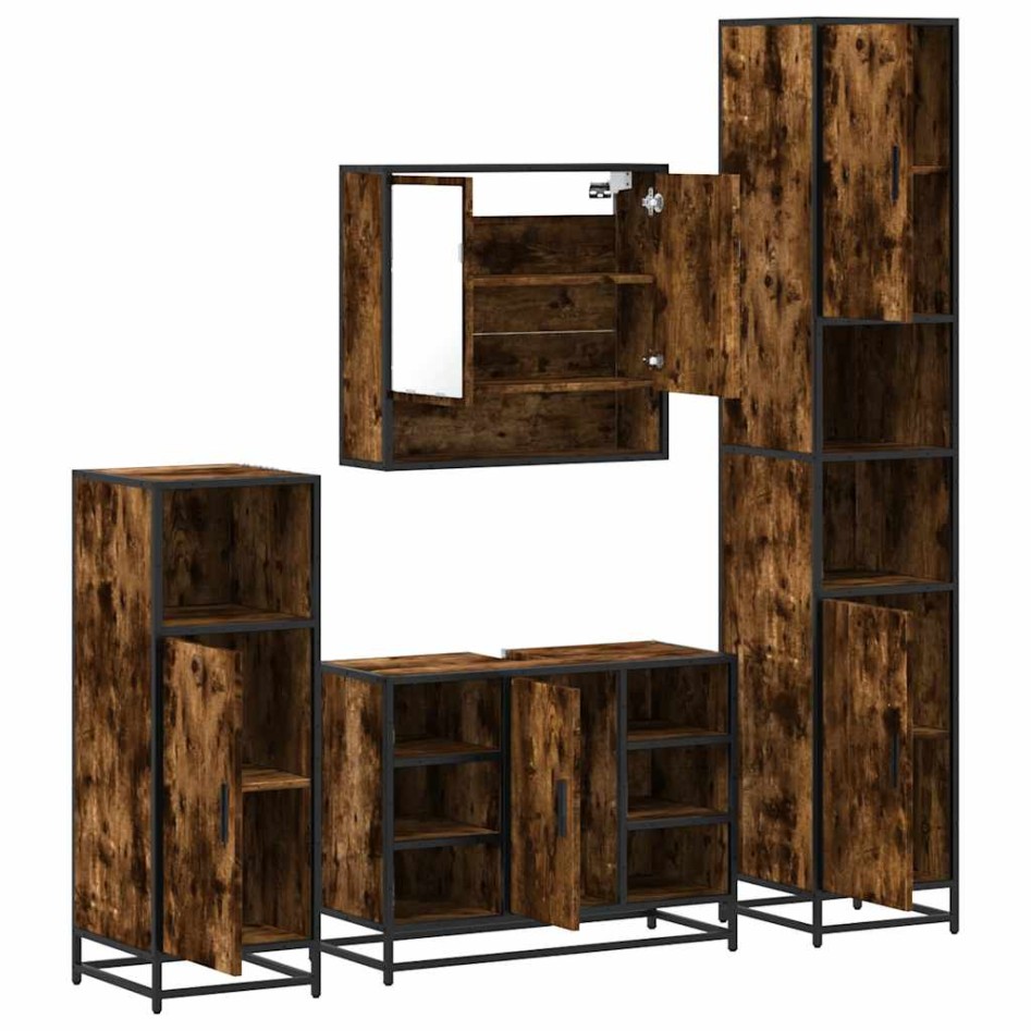 Set de muebles baño 4 pzas madera contrachapada roble