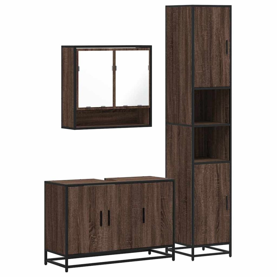 Set de muebles baño 3 pzas madera contrachapada roble